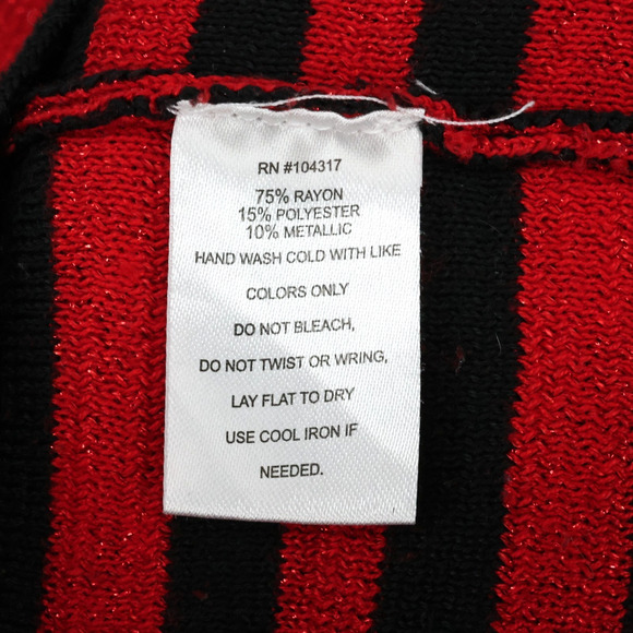 Derek Heart Sweater Dress Womens Large Black Red Metallic Scoop Neck Bodycon - Picture 11 of 11